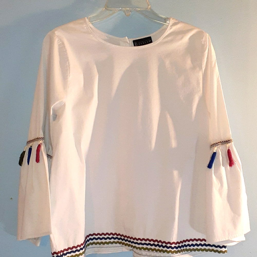 Collection by bobeau White Bell Sleeve Top  Sz M